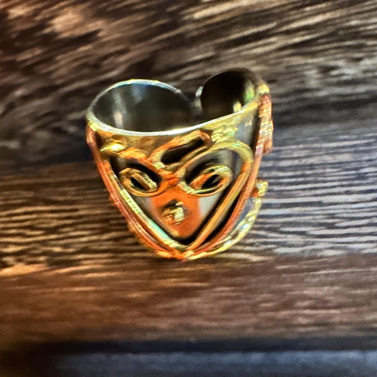 Artisan Crafted Silver & Copper Heart Wide Cuff Ring in Gift Box Silver Elegant