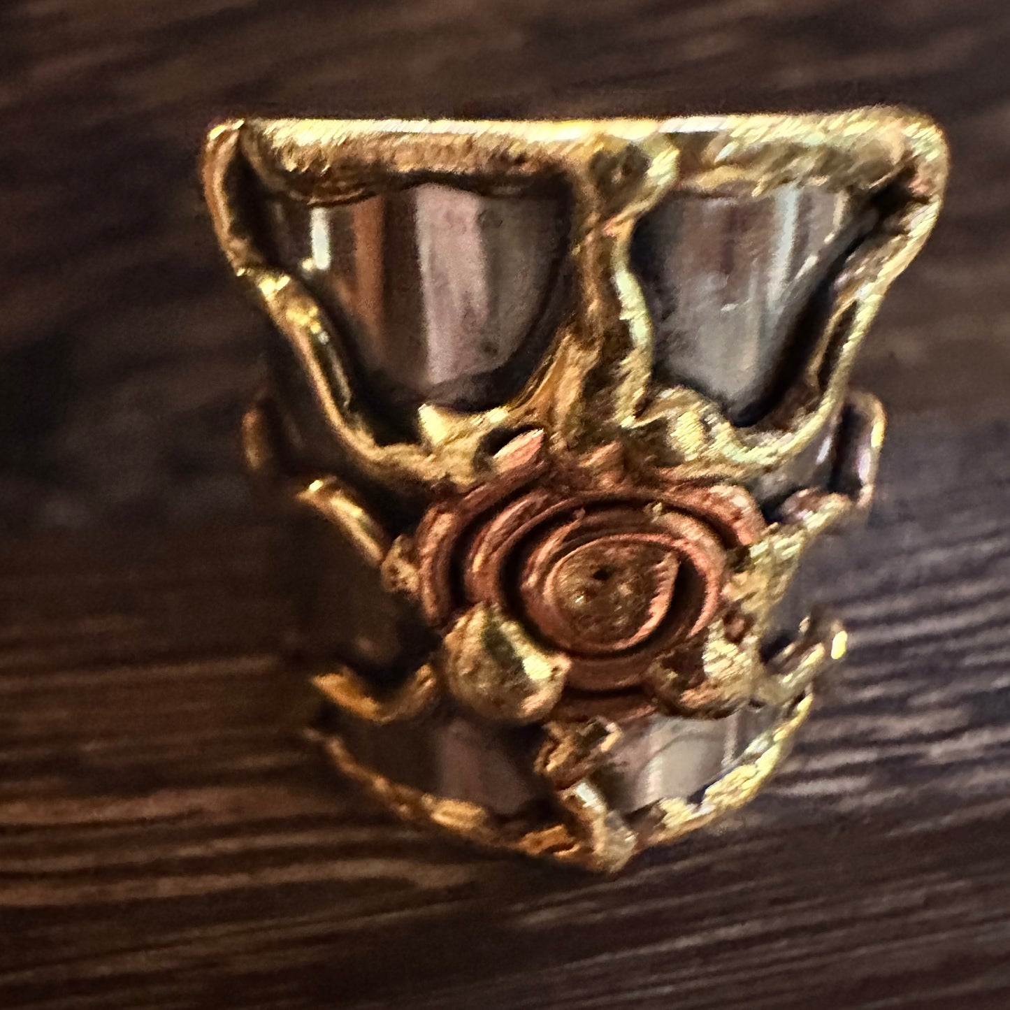 Artisan Crafted Bohemian Silver & Copper Heart Wide Cuff Ring in Gift Box Silver Elegant