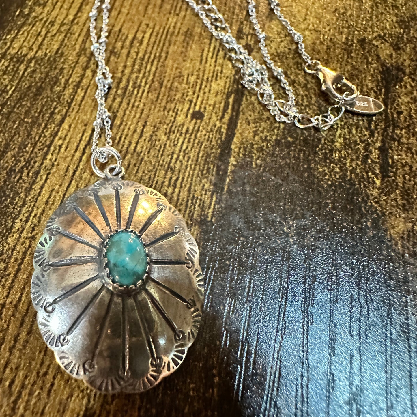 Concho Turquoise Elegance: Adjustable Sterling Silver Beaded Necklace 16-18", Gift Box Silver Elegant