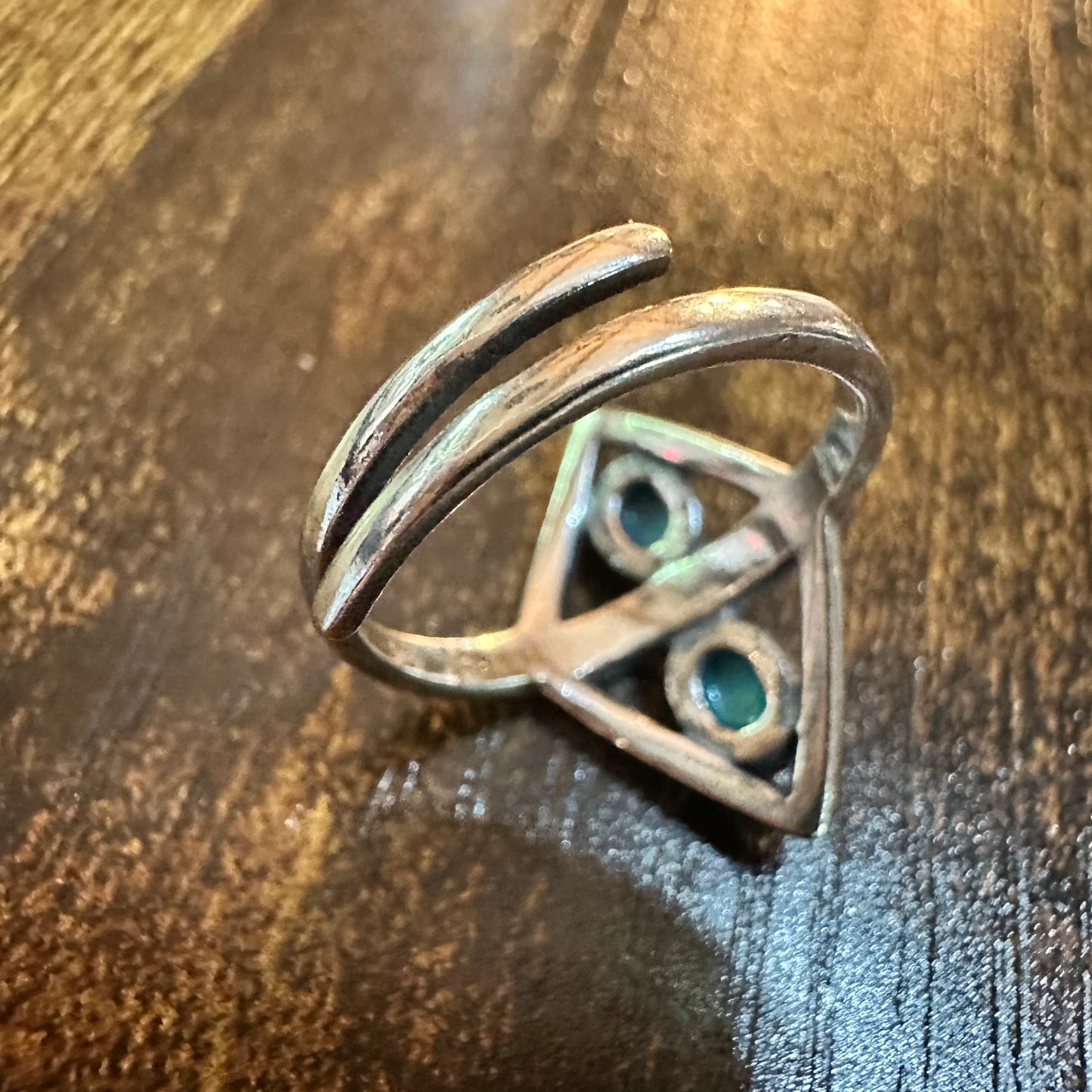 Boho Native Inspired Turquoise Serenity Adjustable Sterling Silver Ring, Gift Box Silver Elegant