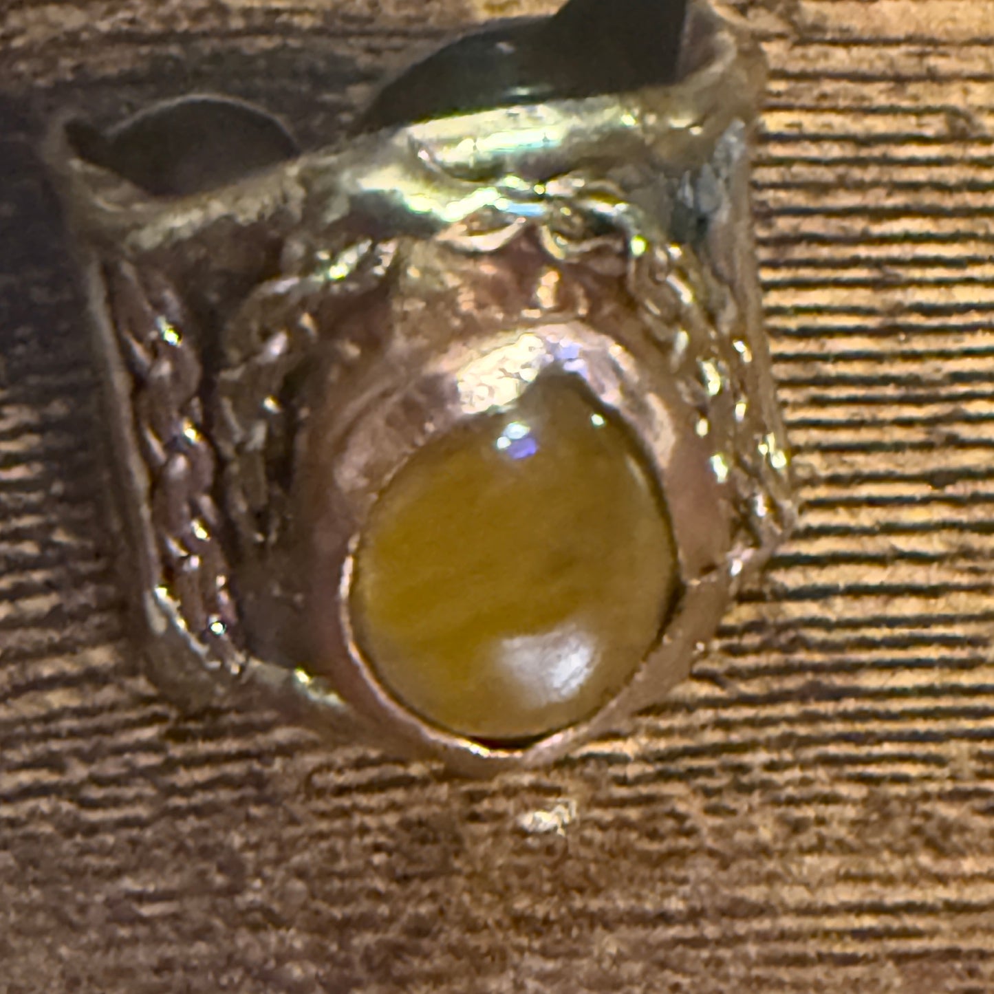 Handcrafted Tiger Eye Gemstone Adjustable Ring With Mixed Metals Silver Elegant