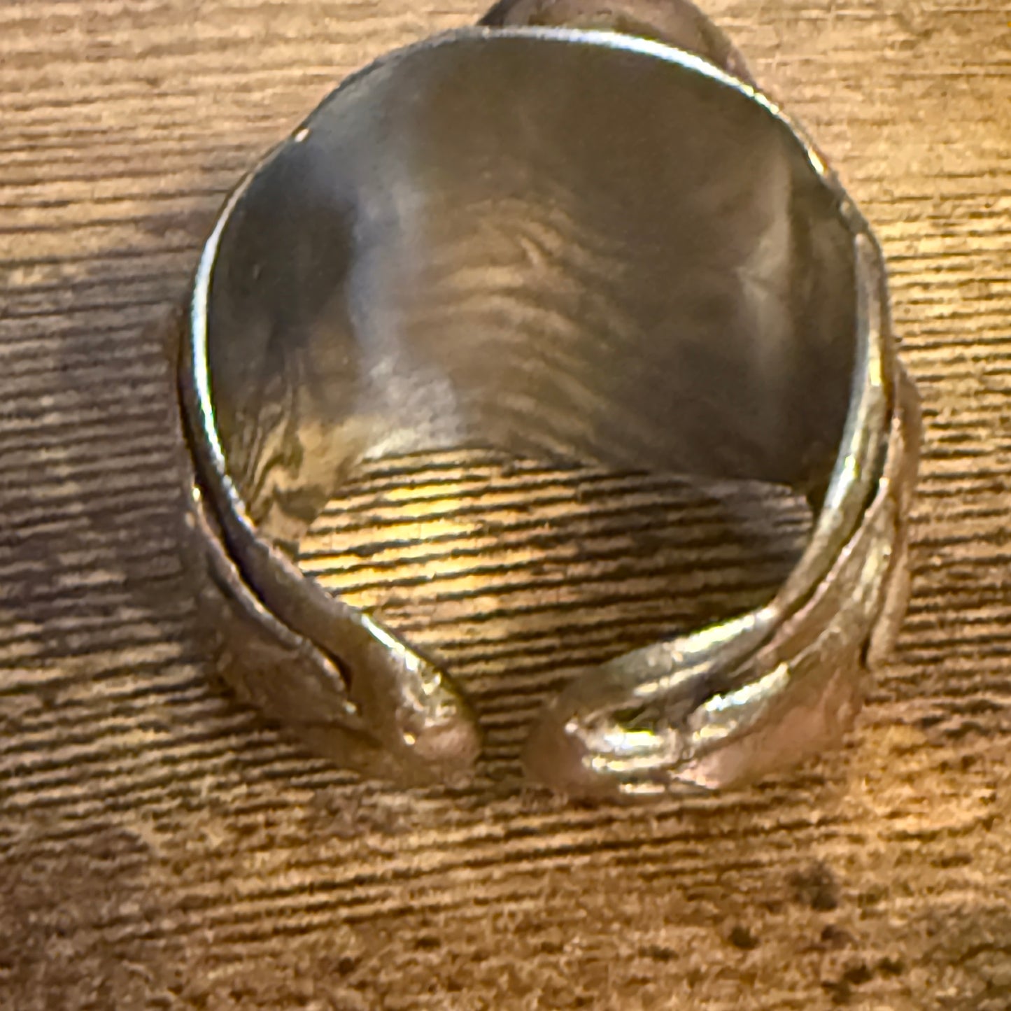 Green Labradorite Ring Adjustable Handcrafted Gemstone Mixed Metals Silver Elegant