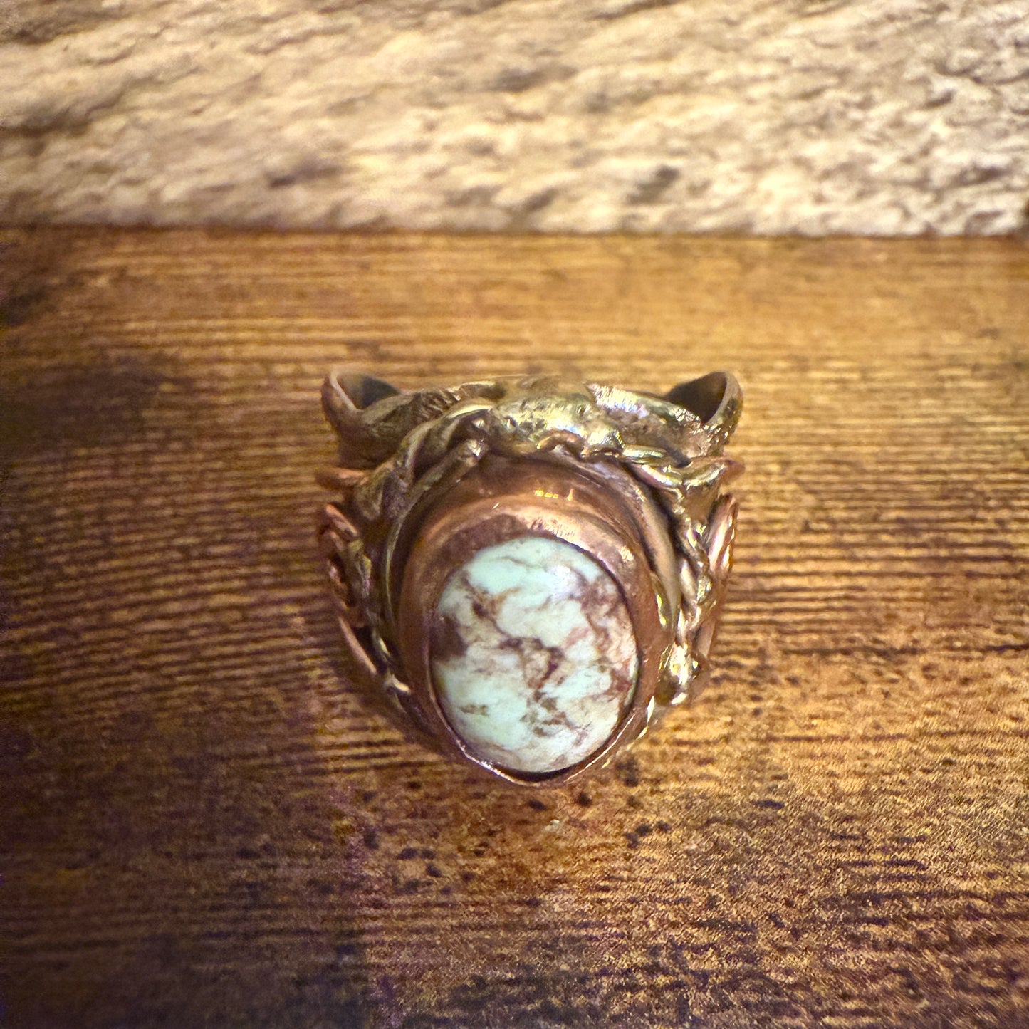 Handcrafted Lemon Chrysoprase Gemstone Adjustable Ring in Mixed Metals Silver Elegant