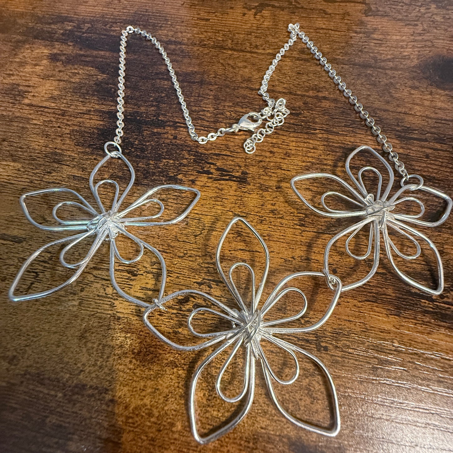 Handcrafted Floral Blooming Petals Silver Necklace With Anti Tarnish Coating Anju Jewelry