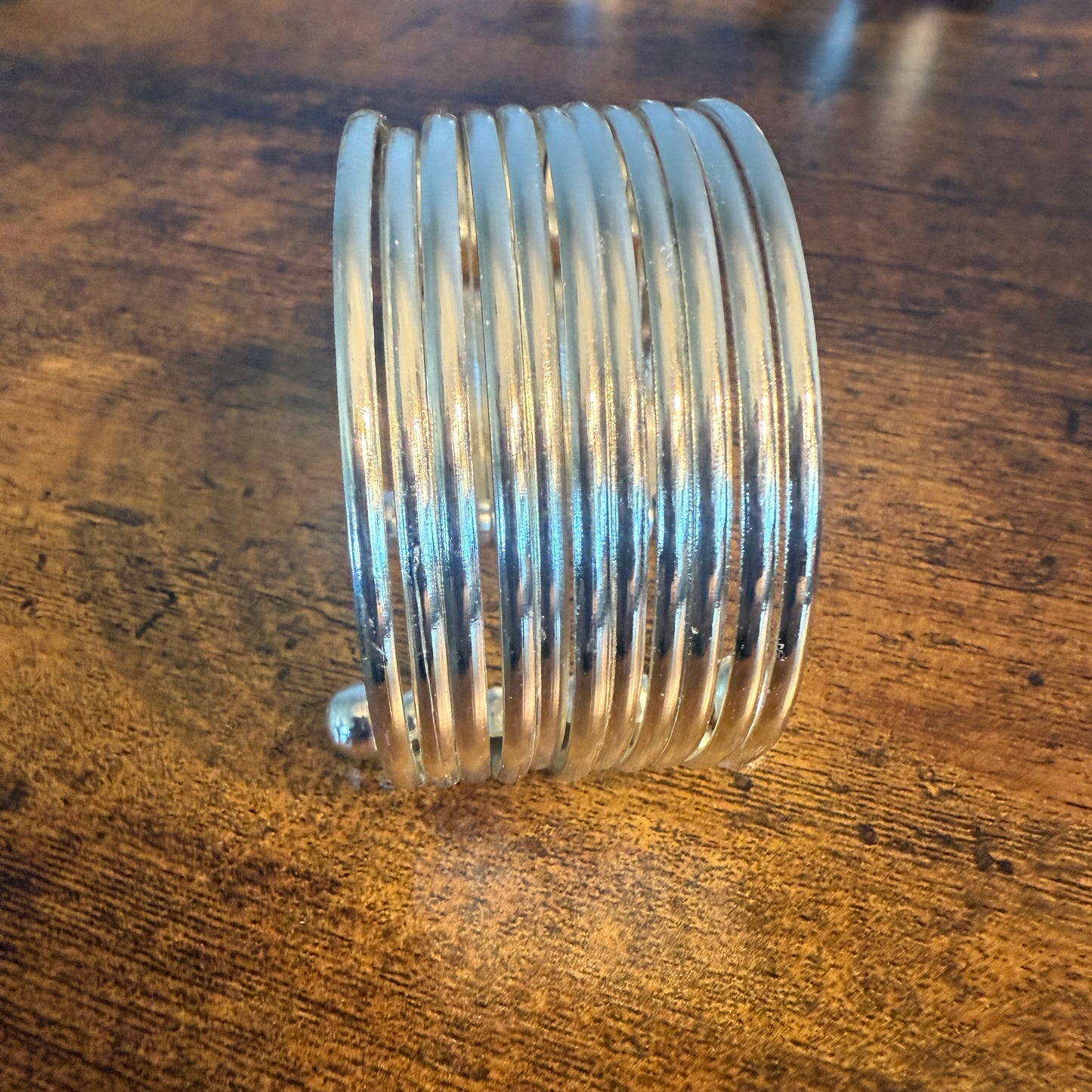 Handmade Silver Plated Brass Adjustable Cuff Bracelet Smooth Bands Anju Jewelry