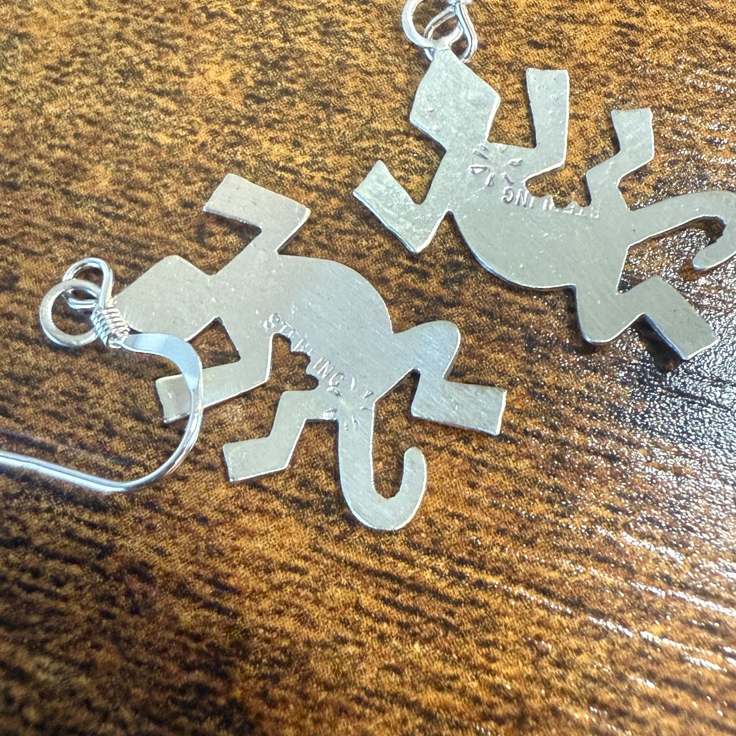 Native American Sterling Silver Lizard Dangle Earrings 1.5 Inch by Gene Silver Elegant
