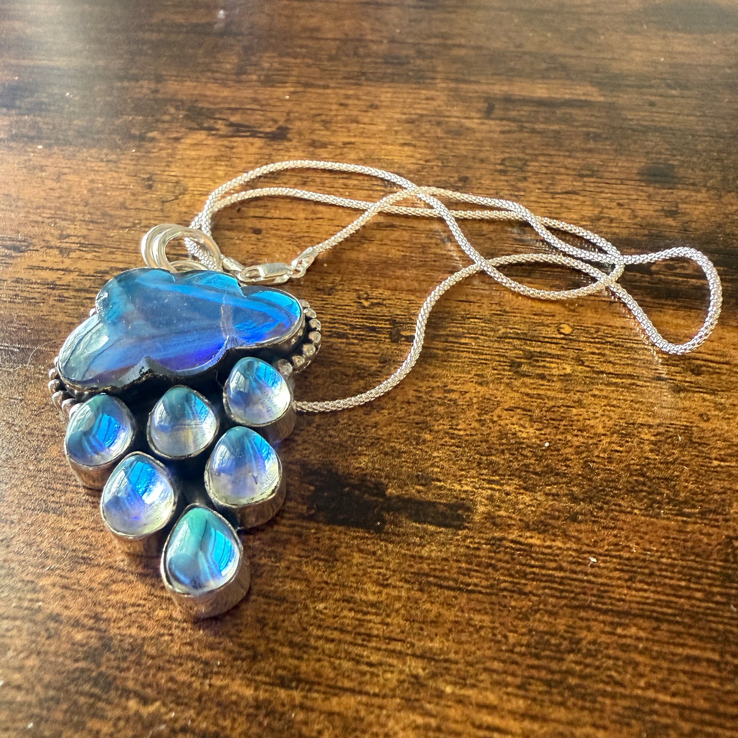 Angel Aura Quartz Cloud Pendant on 18 Inch Sterling Silver Chain Silver Elegant