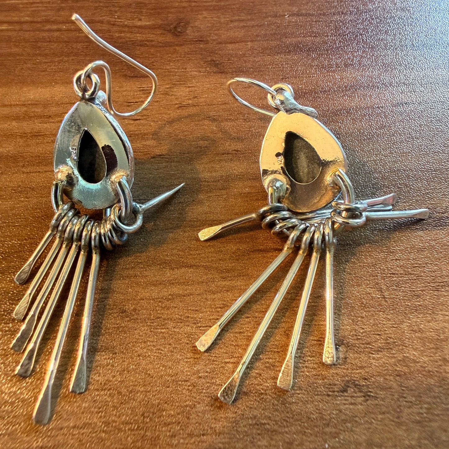 White Buffalo Turquoise Sterling Silver Dangle Earrings 2.7 Inches Silver Elegant