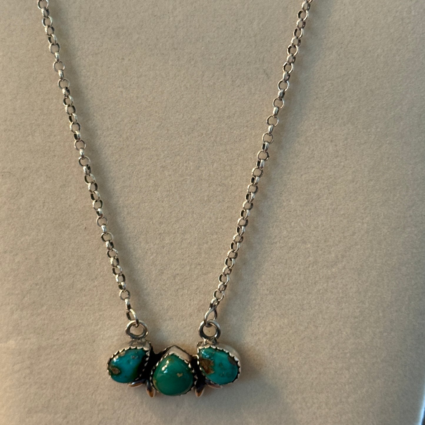 Native Inspired Sonoran Gold Turquoise Three Gemstone Cluster Necklace Wild West Boho
