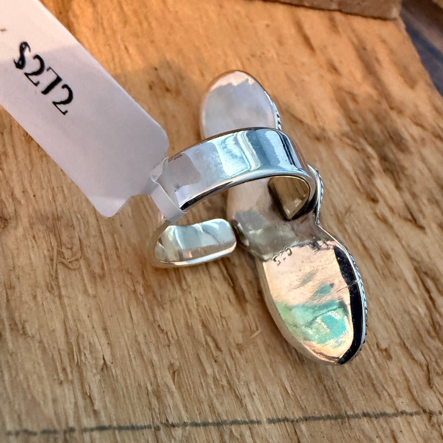 Three Gem Porcelain Jasper Cuff Ring in Sterling Silver Adjustable Wild West Boho