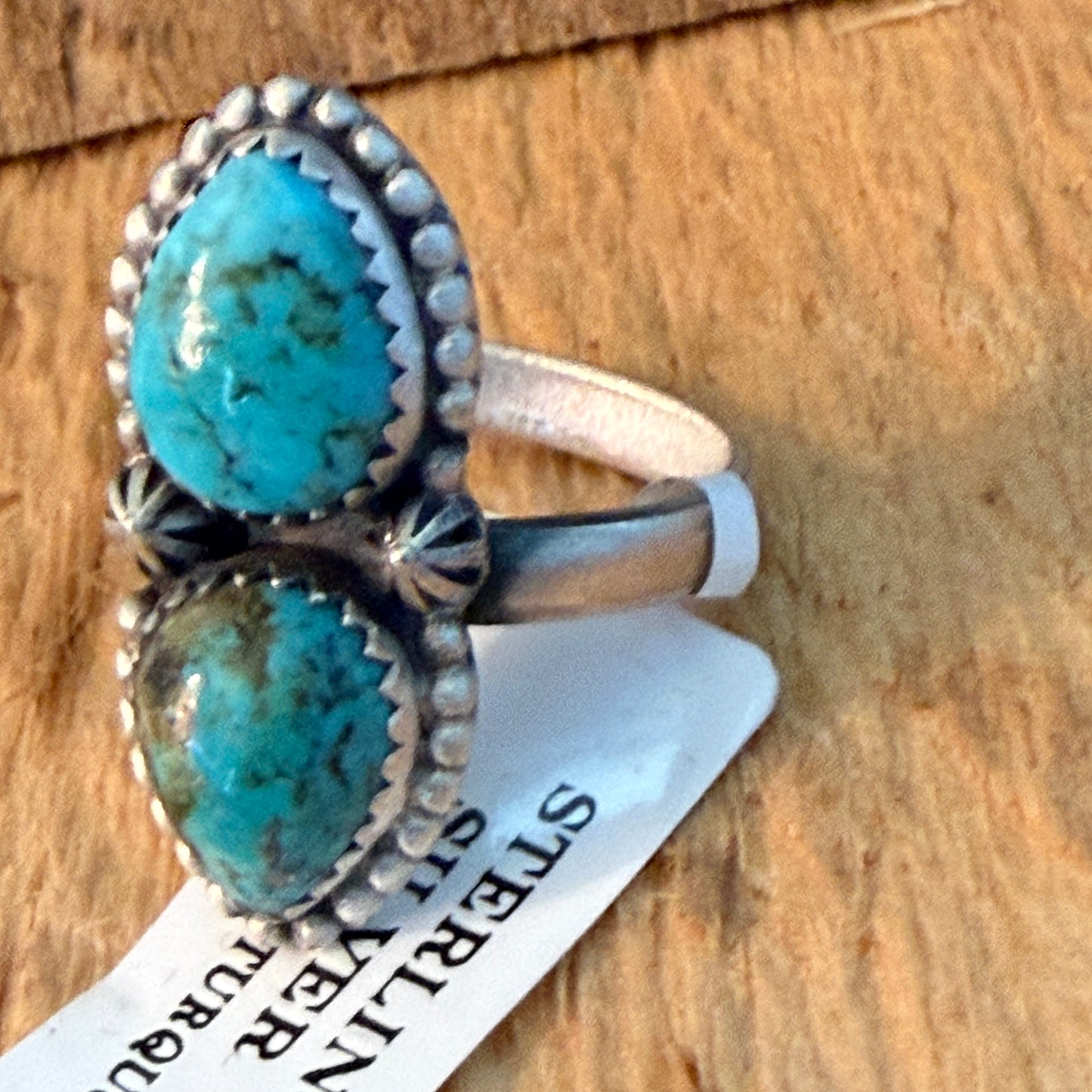 Tonopah Turquoise Two Gemstones Sterling Silver Adjustable Statement Ring Wild West Boho