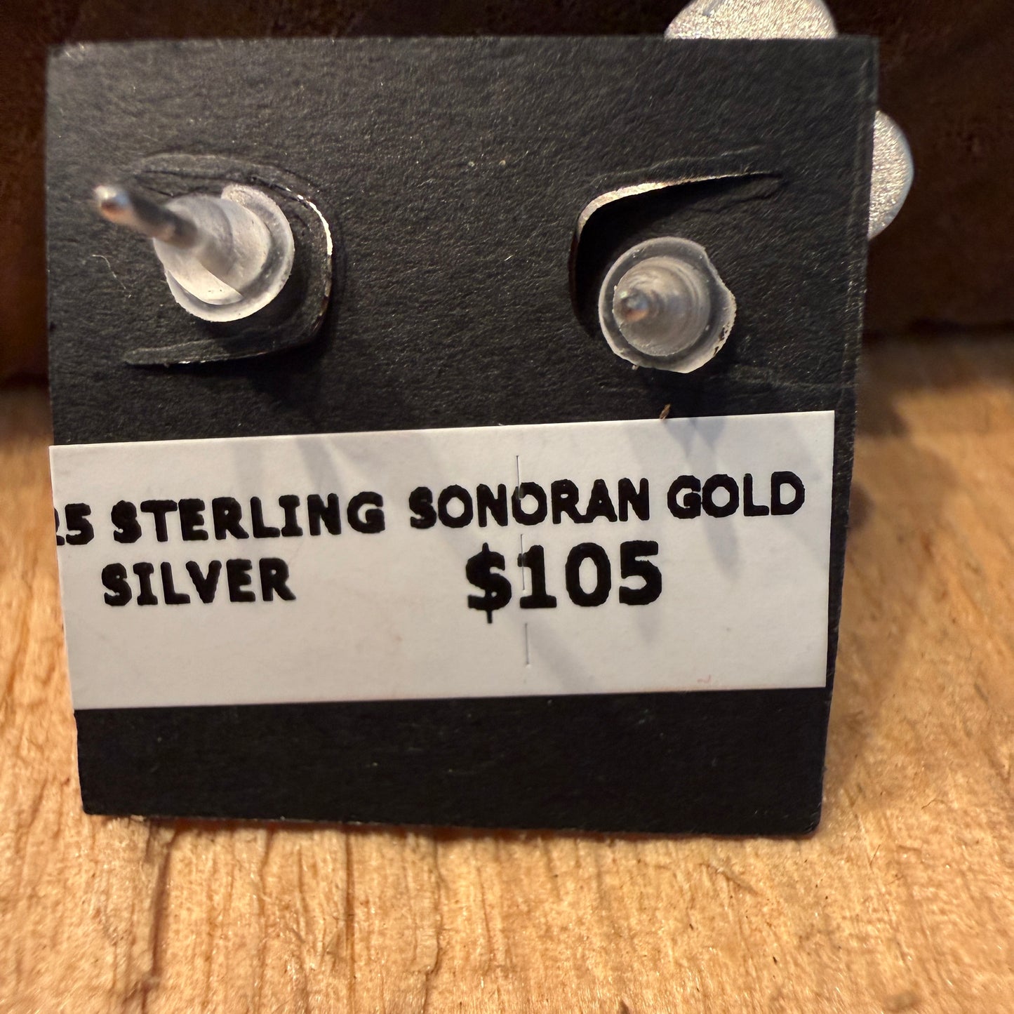 Handcrafted Sonoran Gold Turquoise Stud Earrings in 925 Sterling Silver Wild West Boho