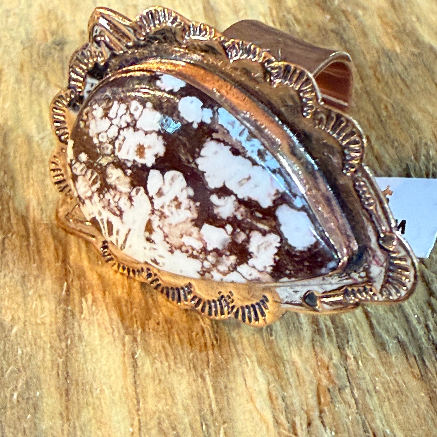 Wild Horse Copper Ring With One Point Two Inch Gemstone Face Adjustable Band Wild West Boho