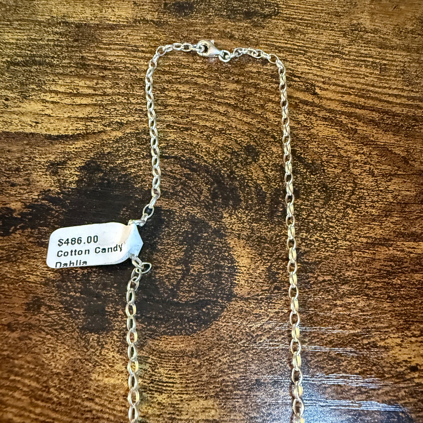 Artist Signed AR YAZ Cotton Candy Dahlia Bow Pendant Necklace Sterling Silver Wild West Boho