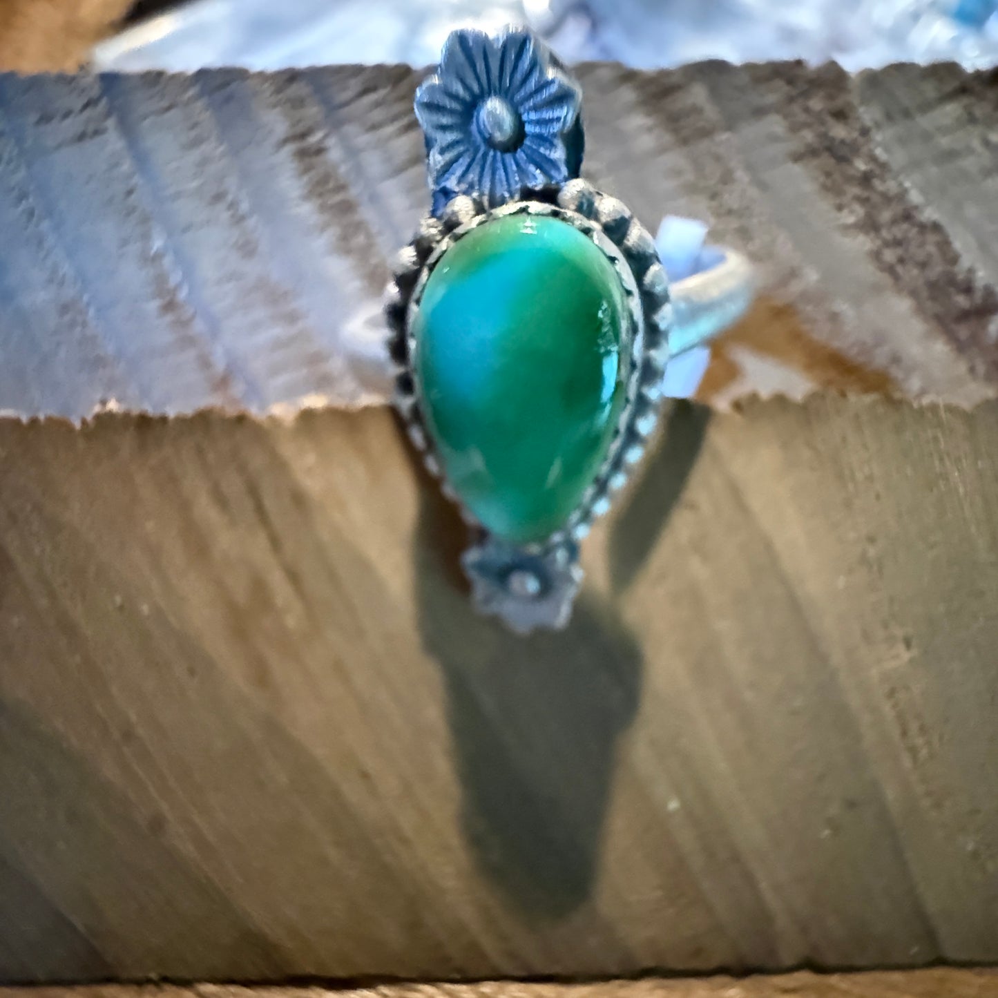 Mohave Style Sonoran Gold Turquoise Gemstone Adjustable Ring Sterling Silver Wild West Boho