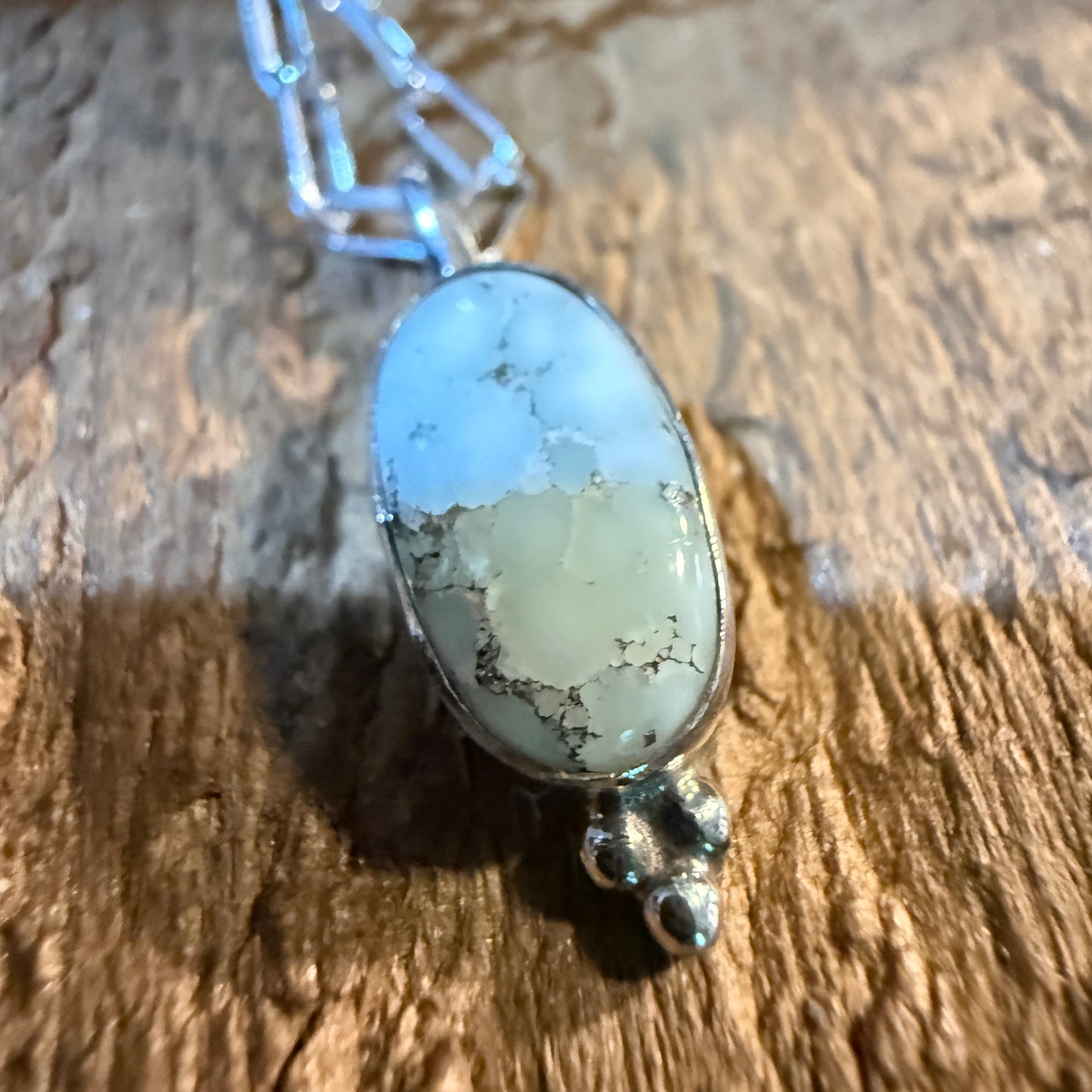 Paloma Turquoise Gemstone Necklace 20 Inch Paperclip Chain Sterling Silver Wild West Boho
