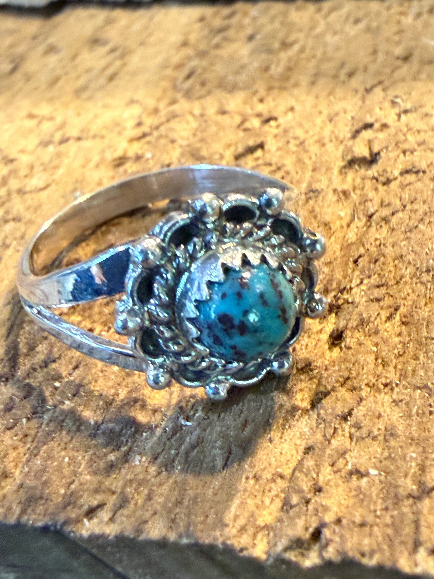 Navajo Kingman Turquoise Ring Sterling Silver Size 7 Theresa Smith Wild West Boho