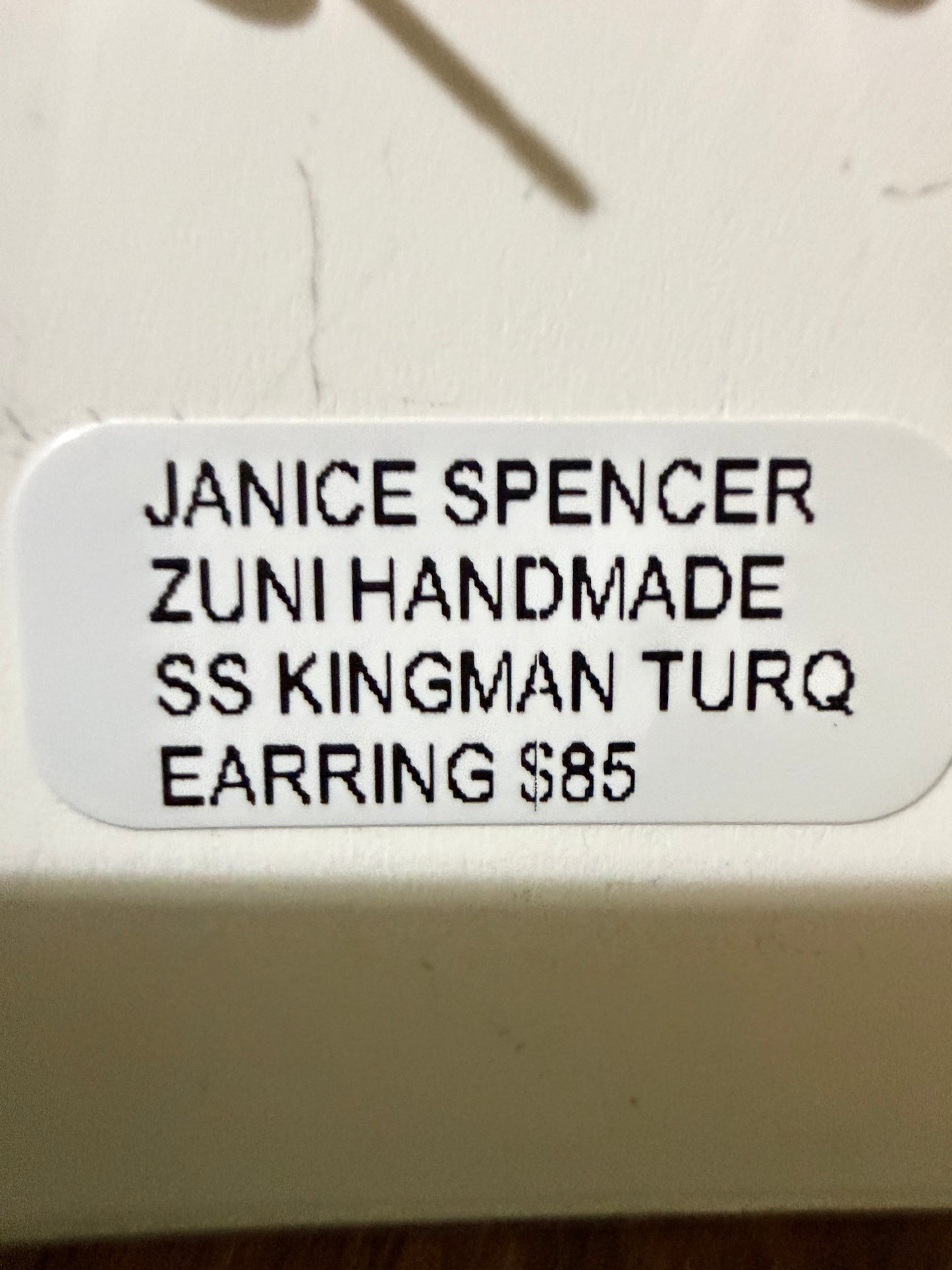 Zuni Handmade Turquoise Stud Earring Sterling Silver By Janice Spencer Kingman Wild West Boho