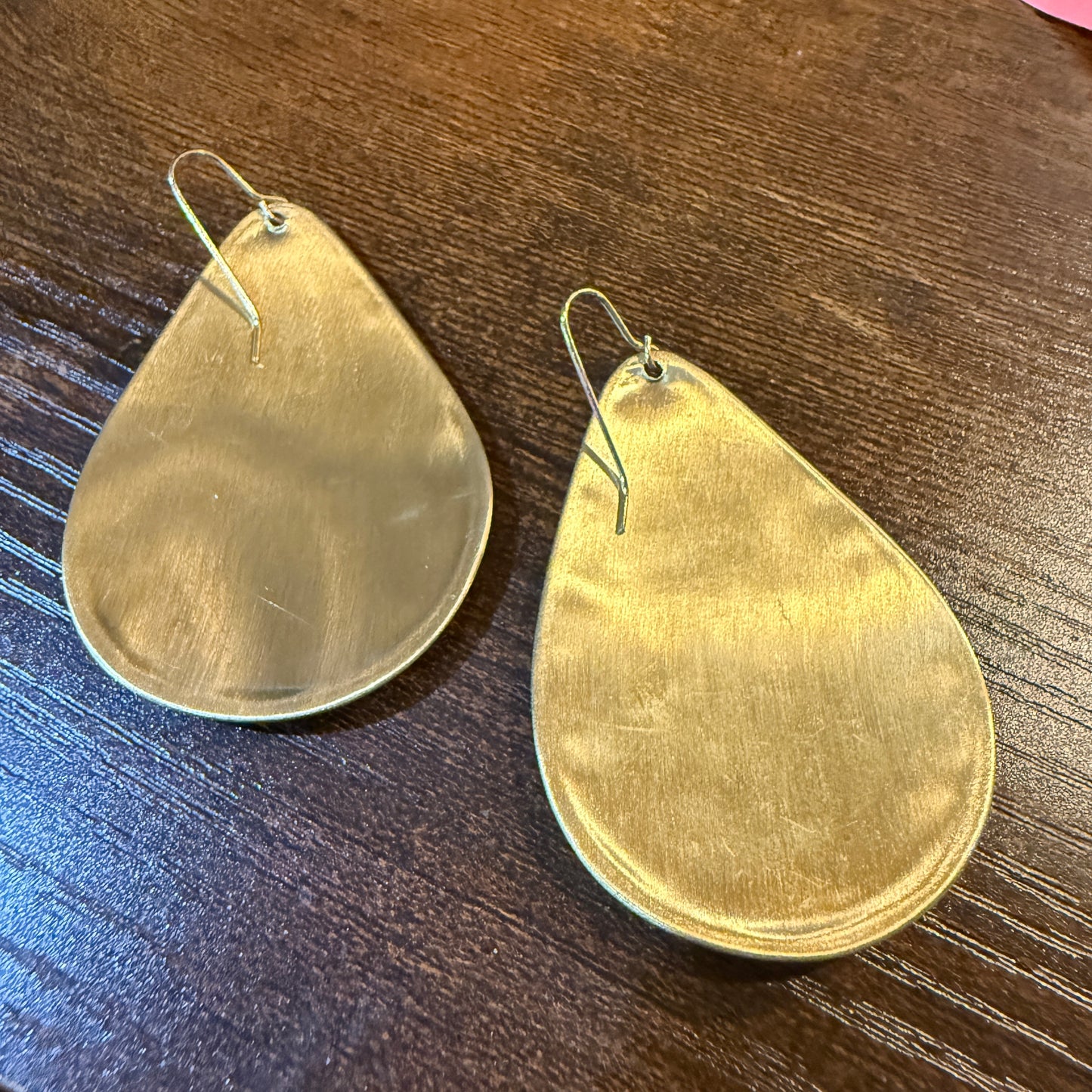 Autumn Embroidery Teardrop Earrings Gold Tone Vintage Pastel Floral Fabric Wild West Boho