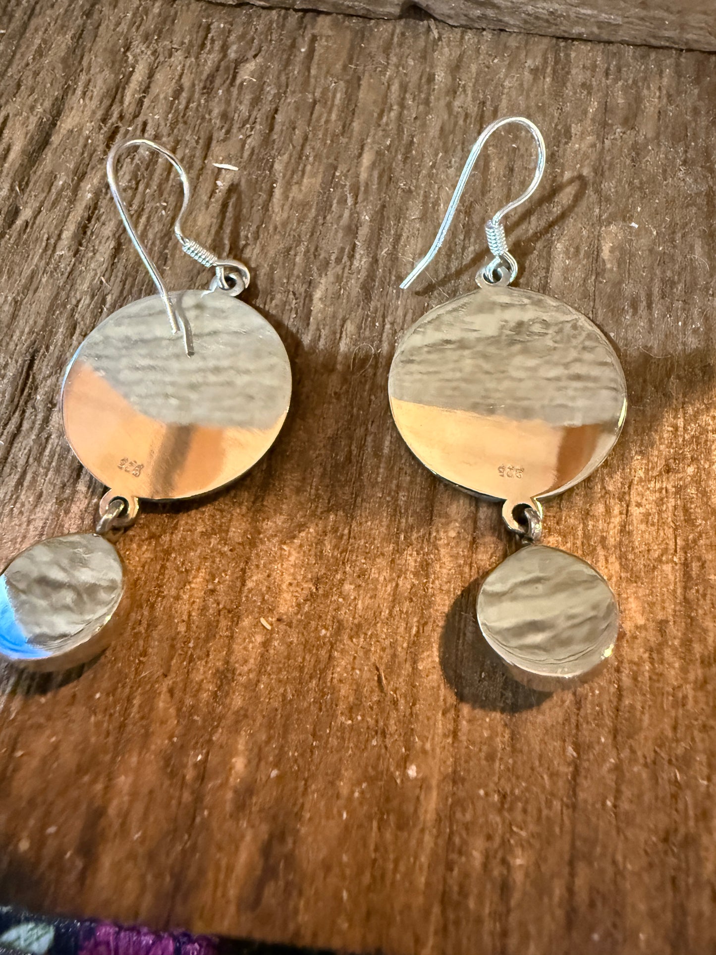God Bless America Kingman Turquoise Wire Drop Earrings 2 Inch Sterling Silver Wild West Boho