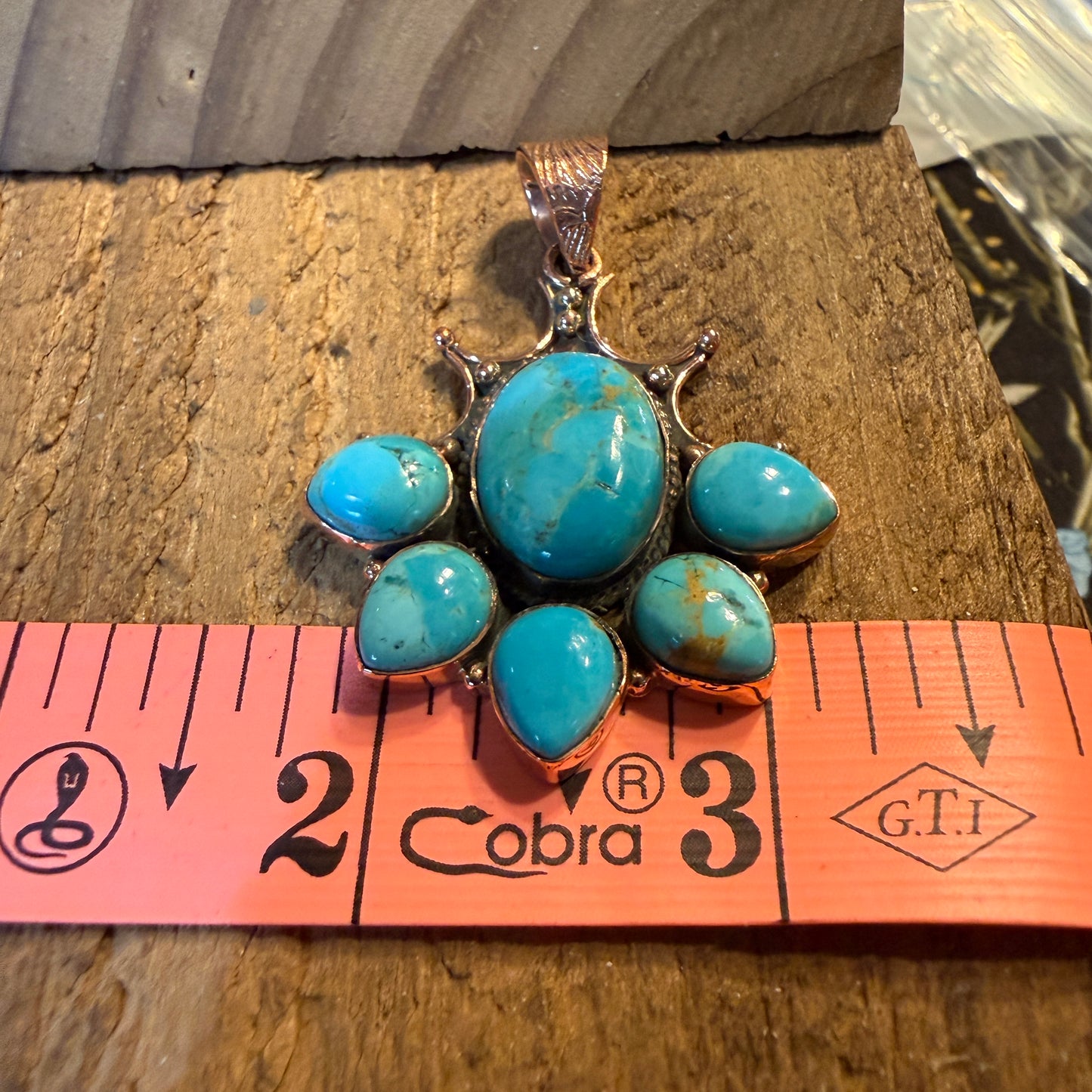 Turquoise Copper Cluster Pendant, 2 Inches x 1 Inch Wild West Boho