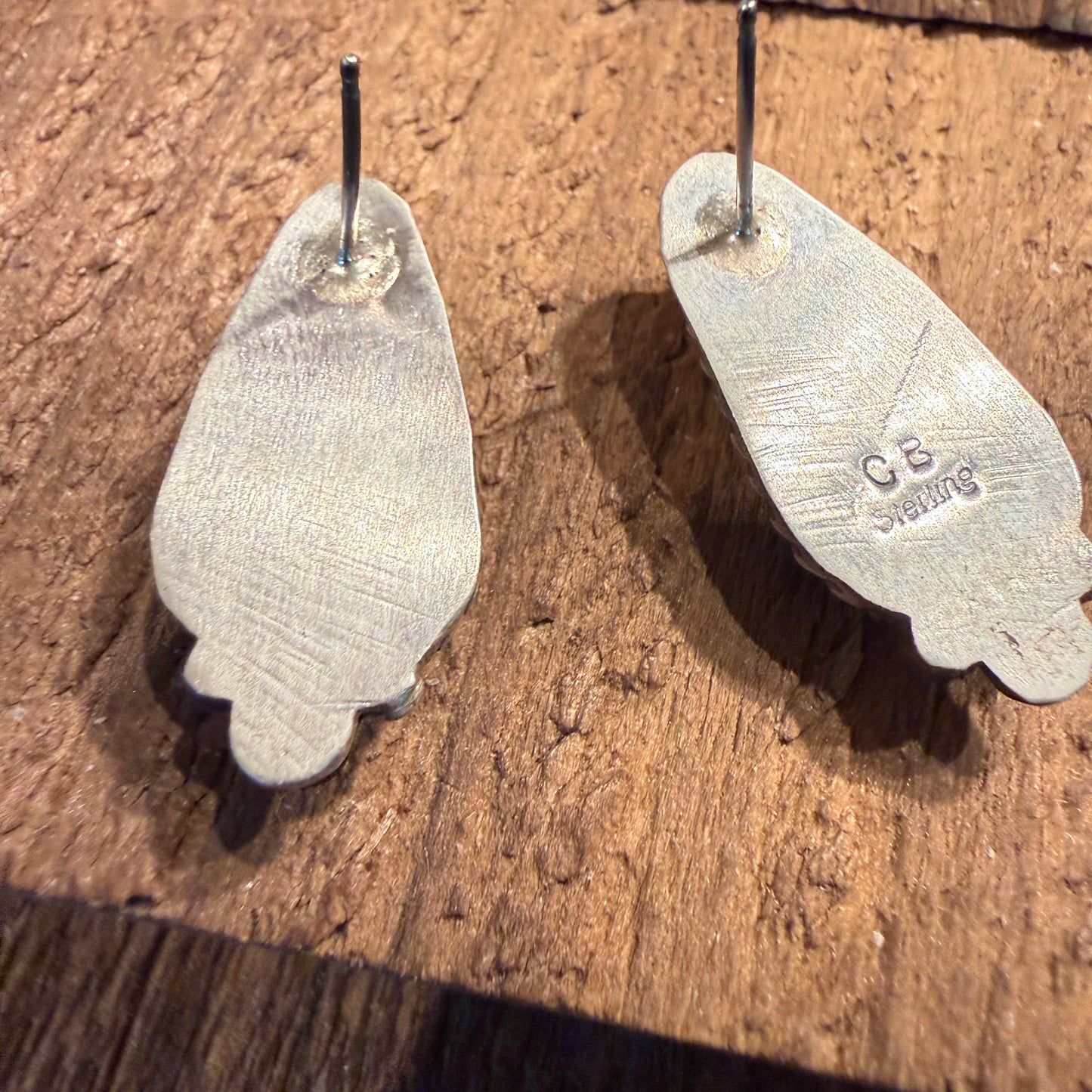 Native Handmade Chassidy Belone Spiny Oyster Stud Earring in Sterling Silver Wild West Boho