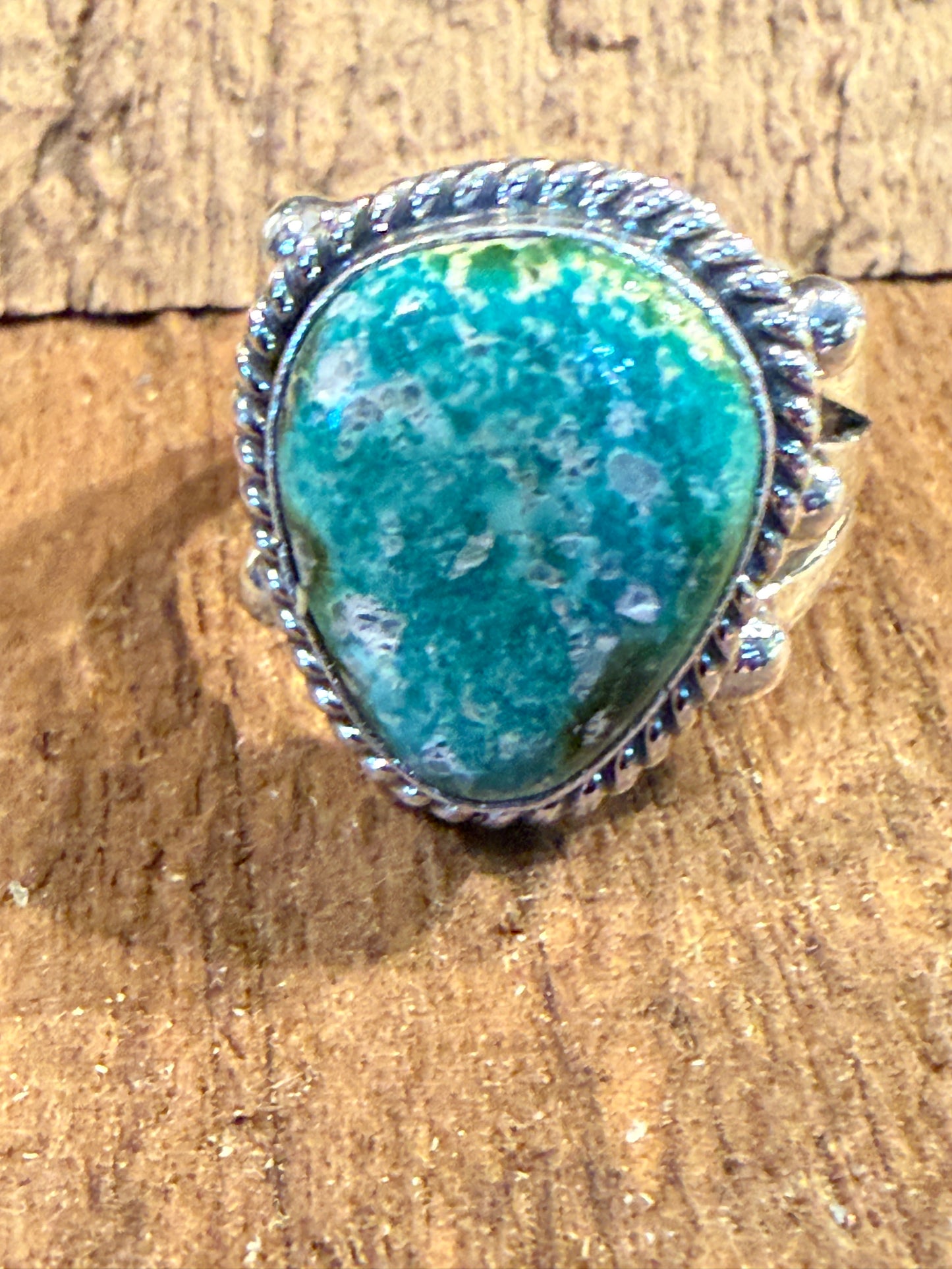 Sonoran Gold Turquoise Gemstone Chunky Ring in Sterling Silver Size 7 Wild West Boho