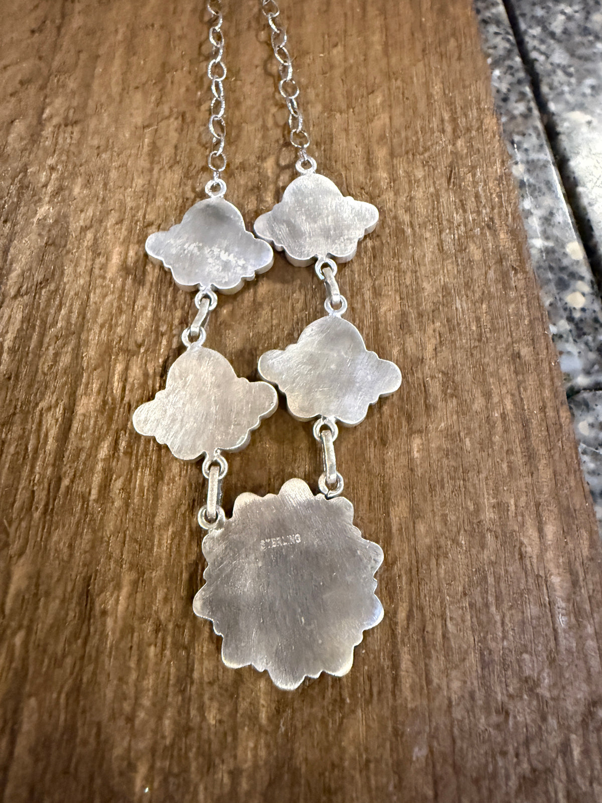 Orange Spiny and Clear Cubic Zirconia Lariat Necklace in Sterling Silver 20 Inch