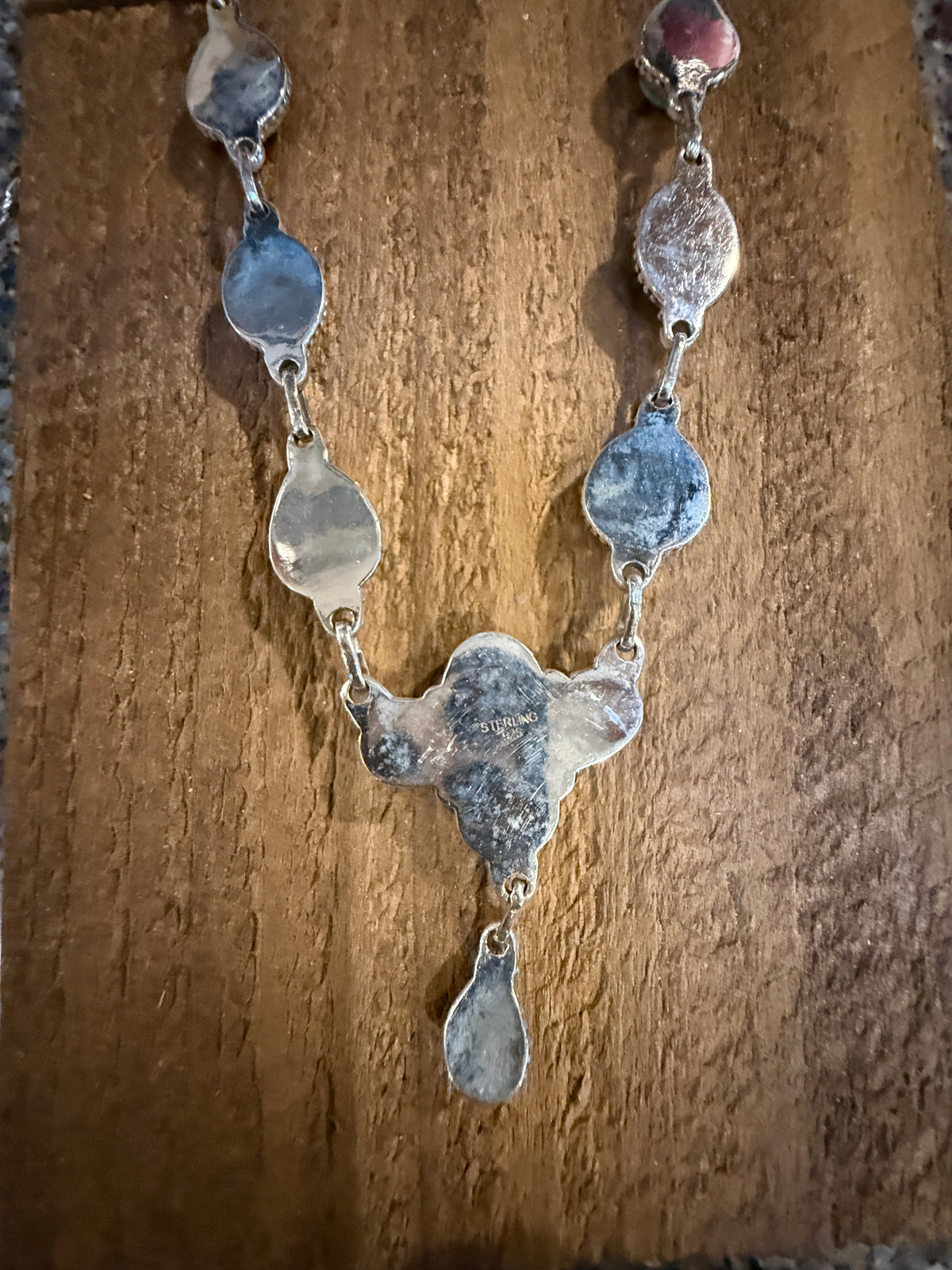 Number 8 Mine 20 Inch Chain Lariat or Choker Necklace in Sterling Silver