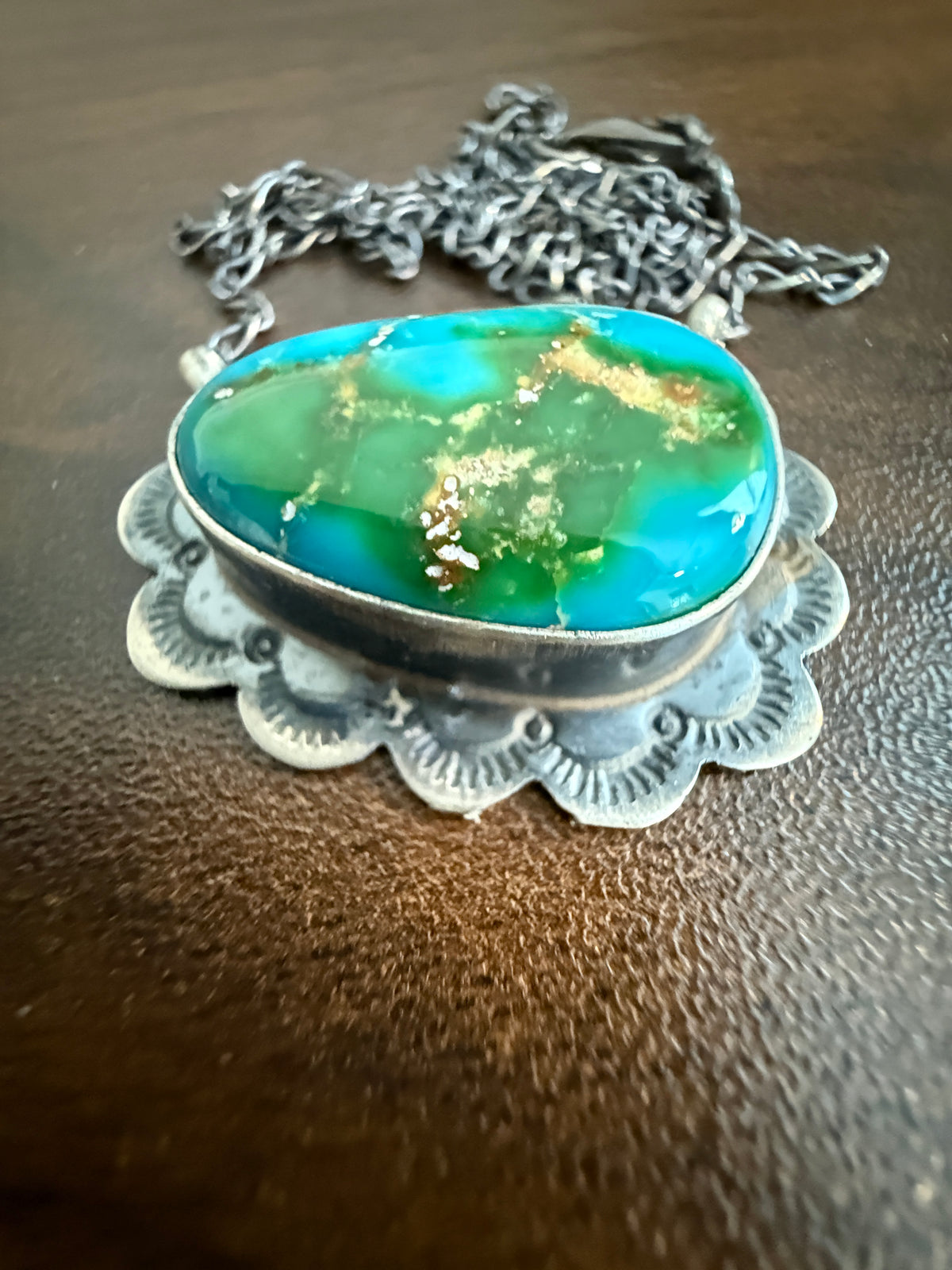 Native Signed Scott Skeets Sonoran Gold Chain Necklace in Sterling Silver