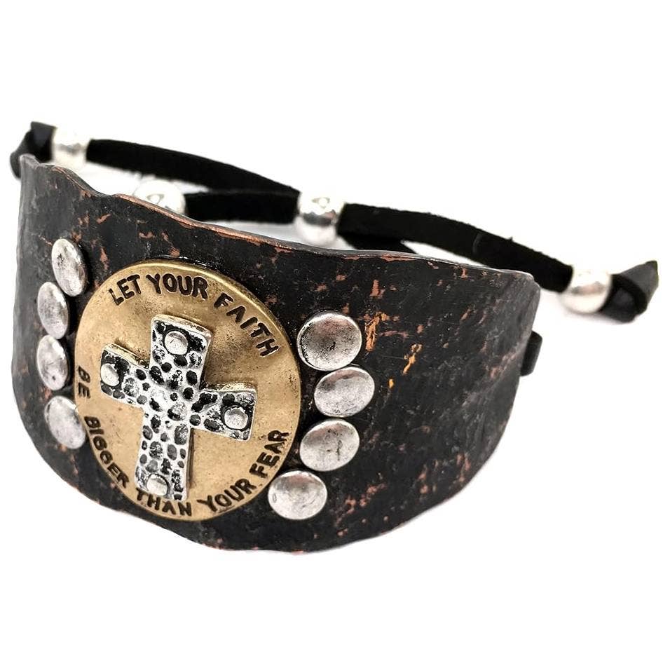 Let Your Faith Be Bigger Than Your Fear Cuff Bracelet Inspirational Courage Jewelry WildWestBoho