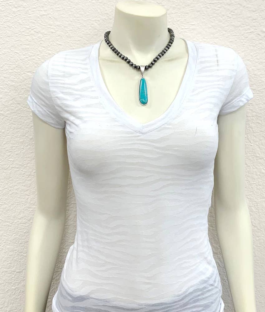 Navajo Bead Turquoise Necklace 8mm Adjustable 16 21 Inches Silver Elegant
