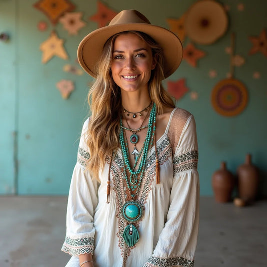 Bohemian, Southwestern, Turquoise, Jewelry - Boho Southwestern Turquoise Jewelry Layering for Shine