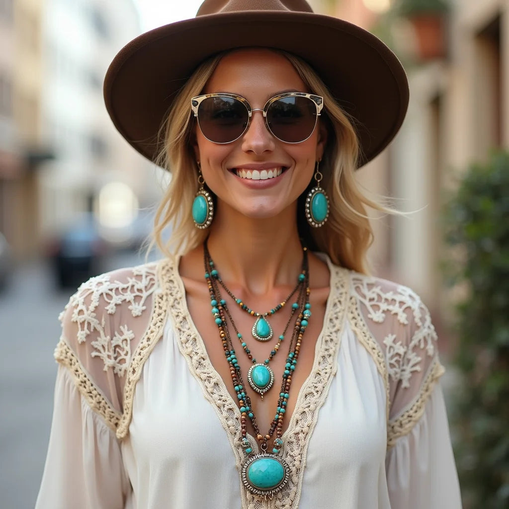 Bohemian, Southwestern, Turquoise, Jewelry - Boho Southwestern Turquoise Jewelry Layered Style Tips