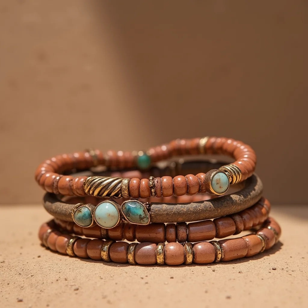 Desert-inspired Bracelets - Desert-Inspired Bracelets: Earthy Shine for Everyday Style
