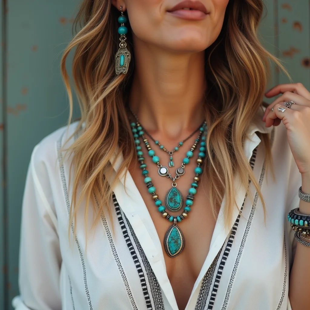 Bohemian, Southwestern, Turquoise, Jewelry - Bohemian Southwestern Turquoise Jewelry Layering Tips