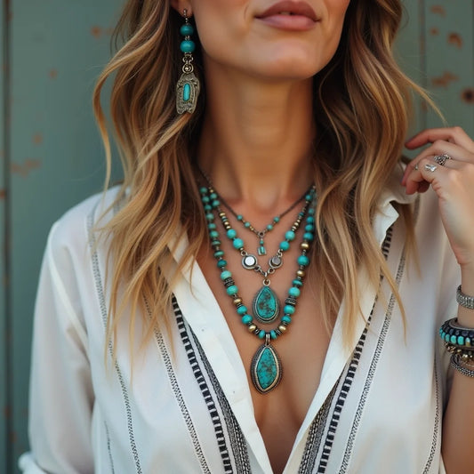 Bohemian, Southwestern, Turquoise, Jewelry - Bohemian Southwestern Turquoise Jewelry Layering Tips