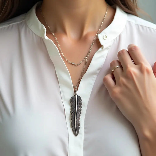 Feather Pendant Necklace - Feather Pendant Necklace: Timeless Style for Everyday Glam