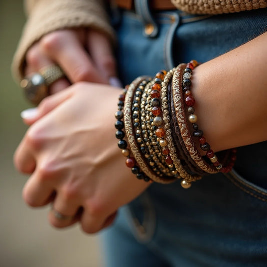 Western Boho Bracelets - Layered Western Boho Bracelets for Everyday Shine and Style