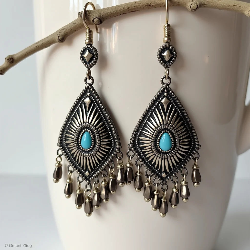 Concho Drop Earrings - Concho Drop Earrings: Southwestern Style That Shines