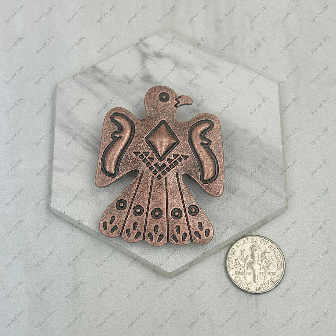 Navajo Style Copper Thunderbird Pendant Or Belt Slide, 2 Inch Silver Elegant