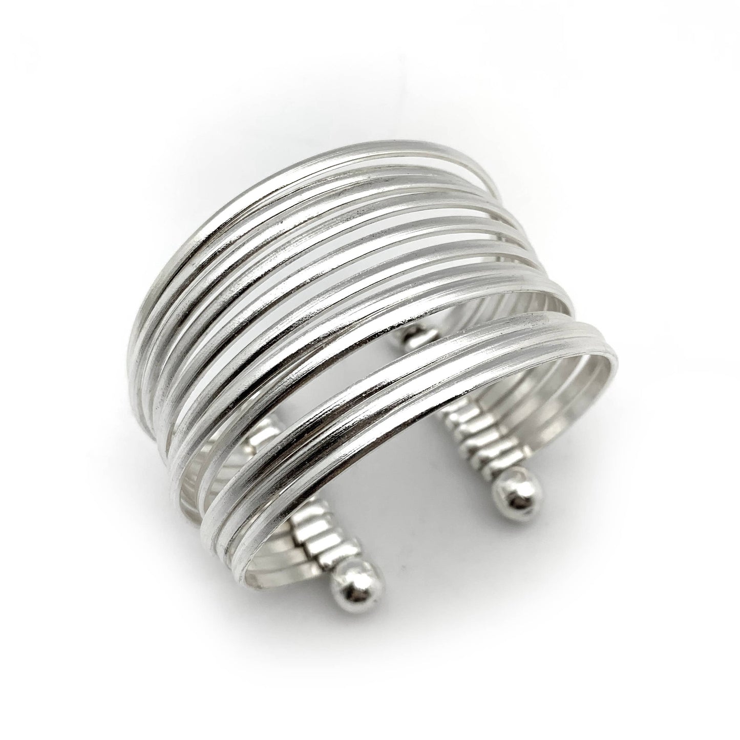 Handmade Silver Plated Brass Adjustable Cuff Bracelet Smooth Bands Anju Jewelry