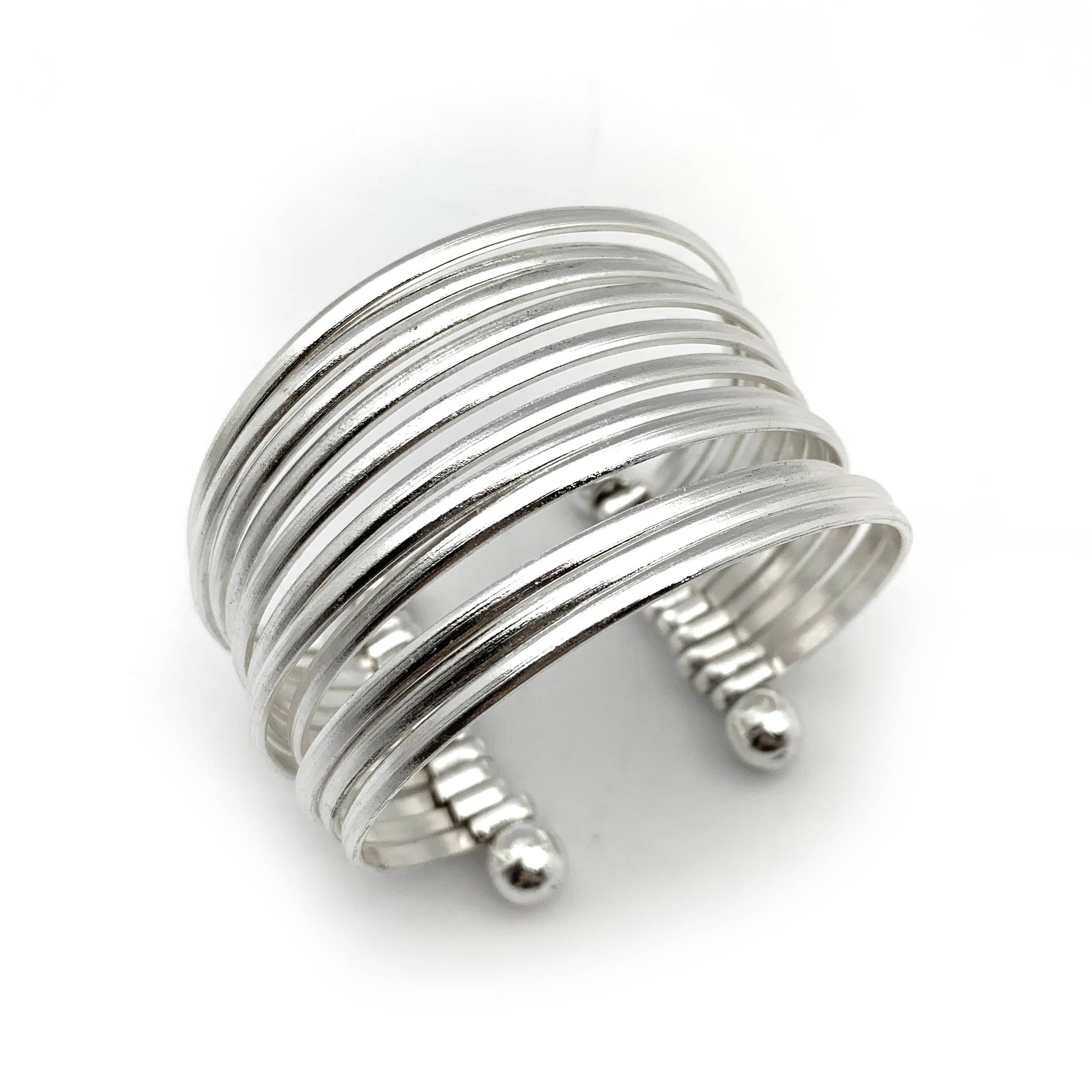 Handmade Silver Plated Brass Adjustable Cuff Bracelet Smooth Bands Anju Jewelry