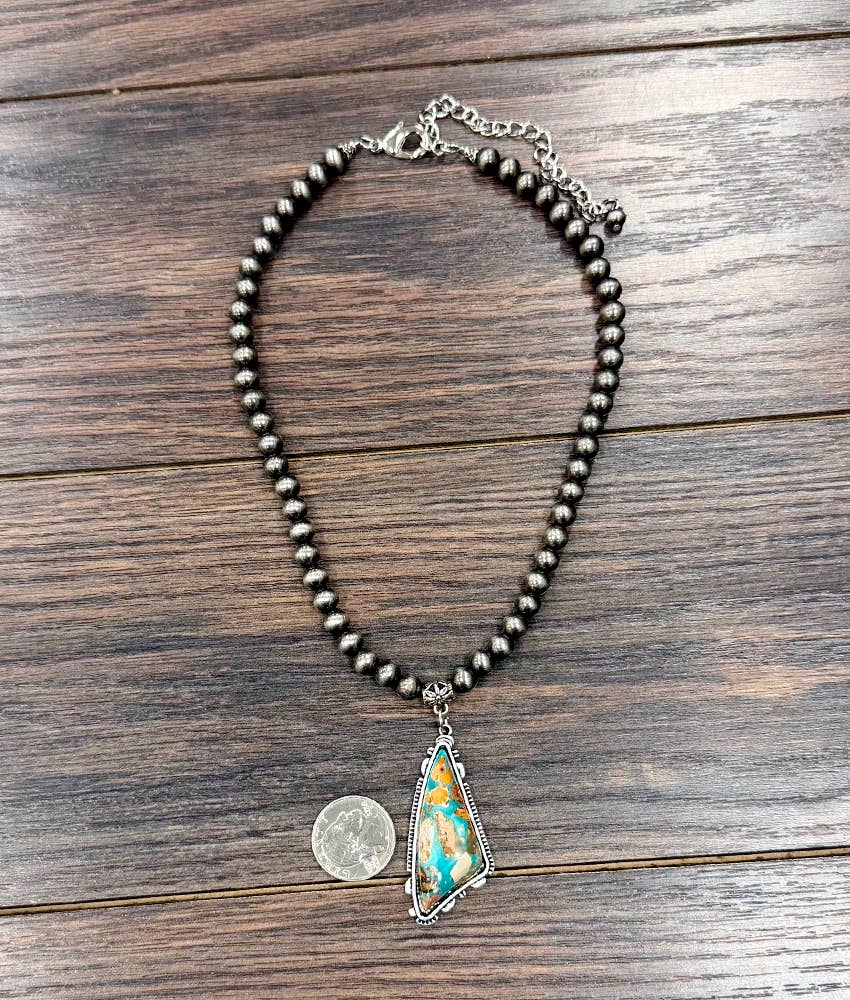 Western Gemstone Necklace Adjustable 16 To 21 Inches With Navajo Style Beads Wild West Boho