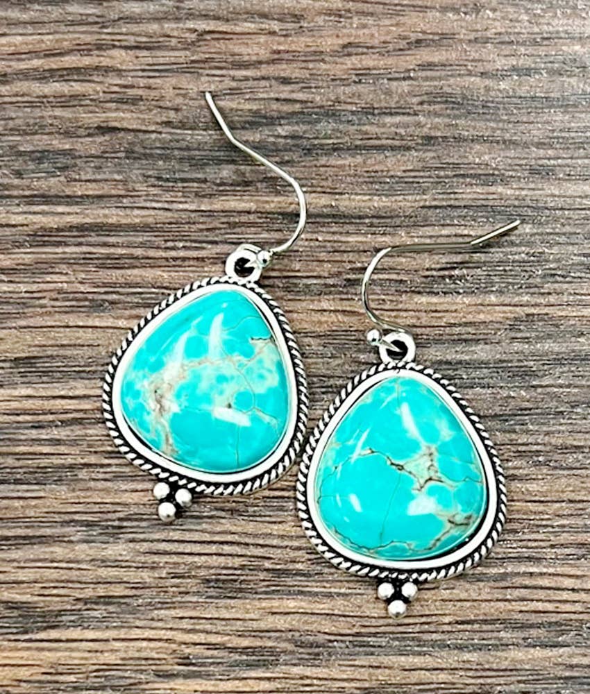 Turquoise Earrings - Elegant Natural Stone Design, Boho Navajo , Ships in Gift Box Silver Elegant