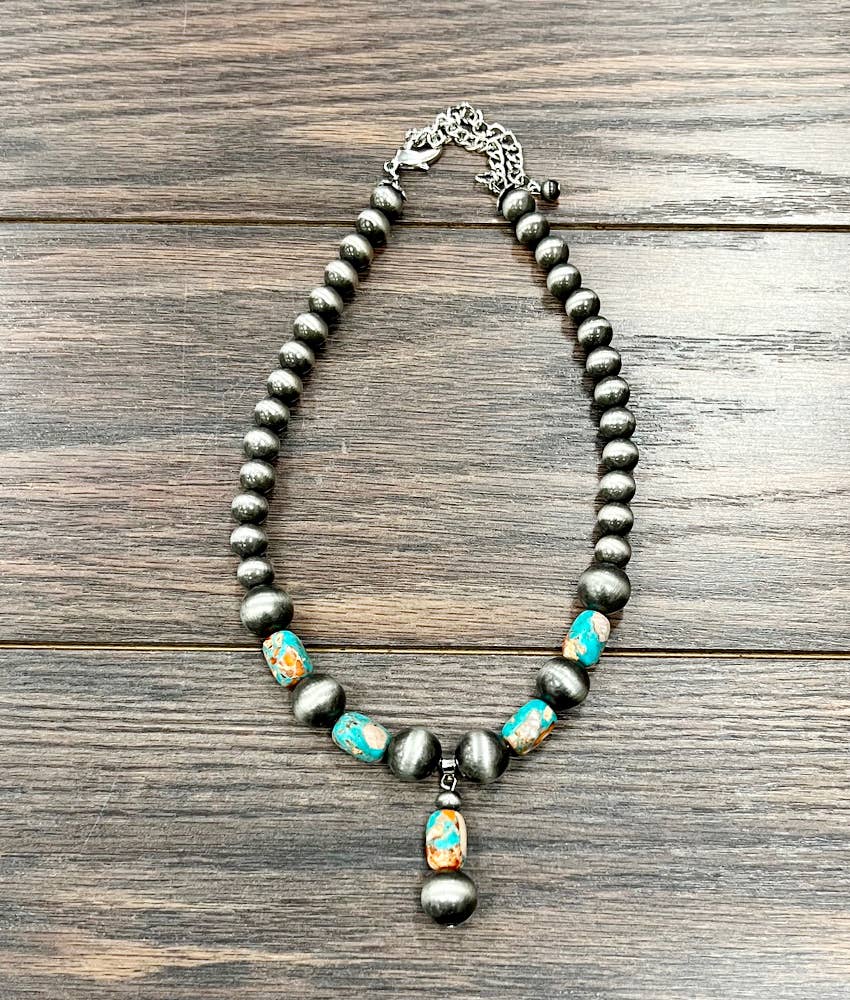 Handmade Navajo Style Multicolor Gemstone Necklace 16 To 21 Inches Adjustable Pendant ISAC Trading Inc