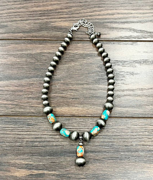 Handmade Navajo Style Multicolor Gemstone Necklace 16 To 21 Inches Adjustable Pendant ISAC Trading Inc