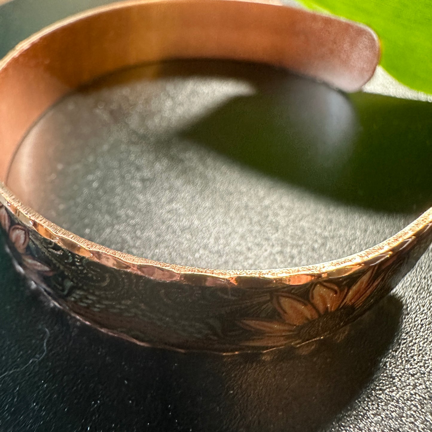 Handcrafted Copper Sunflower Narrow Cuff Bracelet Gift Box COPPER ARTS INC.