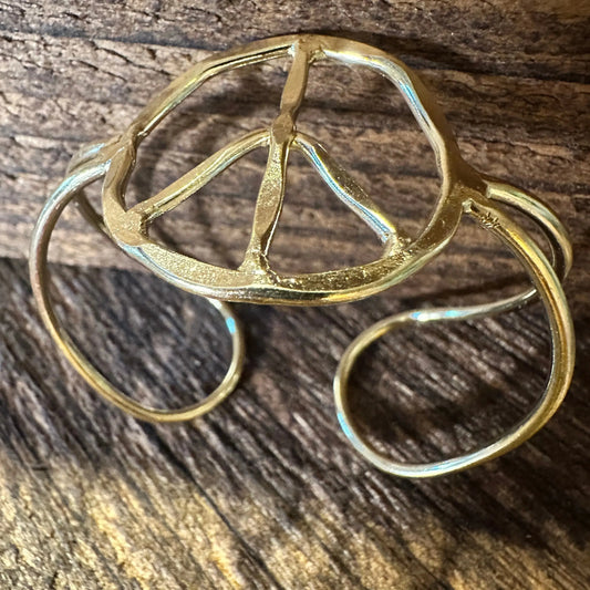 Handmade Artesian Hippie Wide Cuff Bracelet Bangle, Gold Plated, Gift Box - Silver Elegant