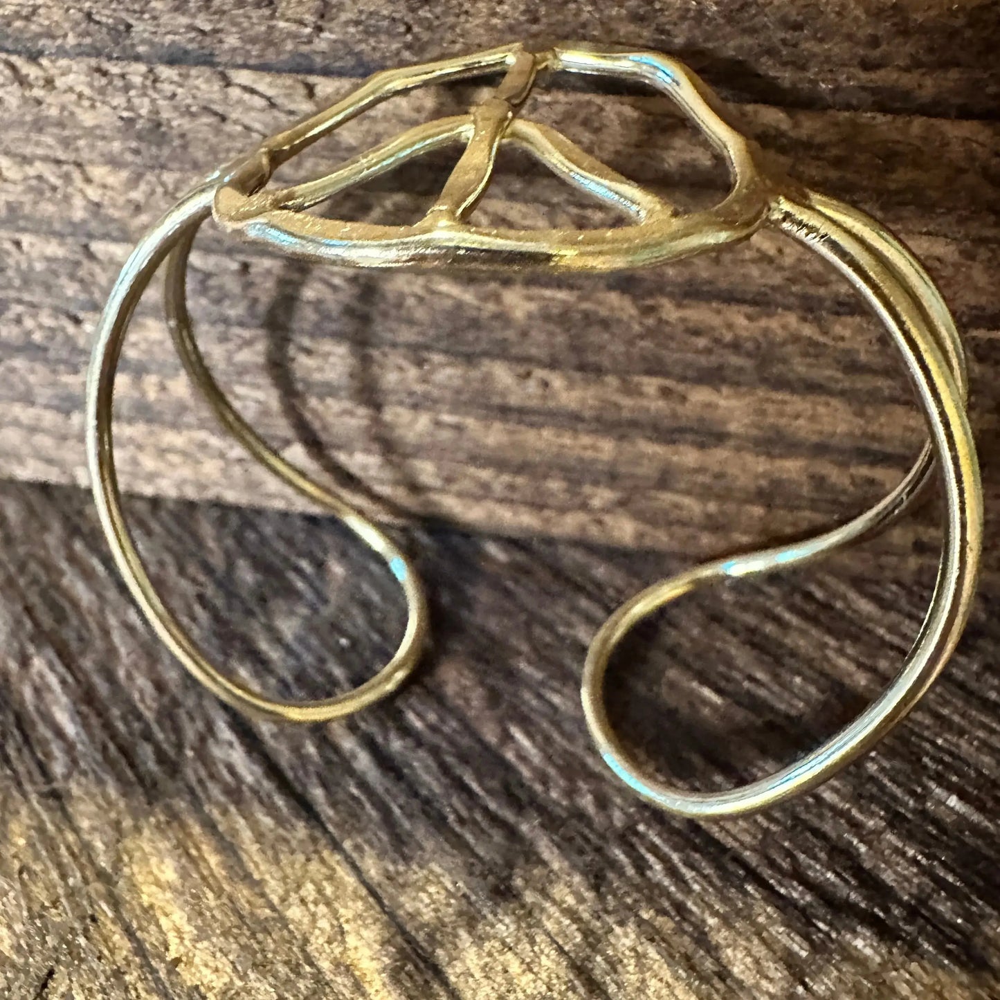 Handmade Artesian Hippie Wide Cuff Bracelet Bangle, Gold Plated, Gift Box - Silver Elegant